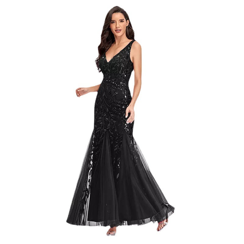 Embroidered Sequins Mermaid Evening Dress
