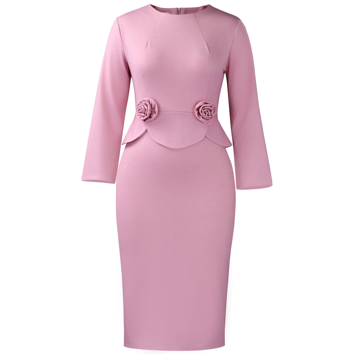 Solid Color Stereo Flower Dress