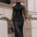 Elegant Halter Neck High Waist Dress