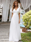Elegant V-Neck Mesh Evening Dress