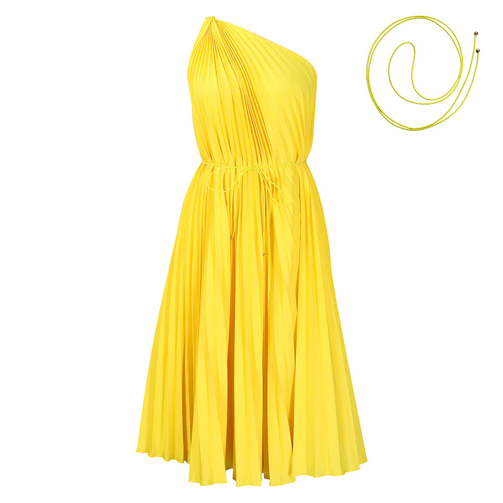 Pleated Off-Shoulder Dress
