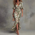 V-Neck Slim Fit Printed Dress
