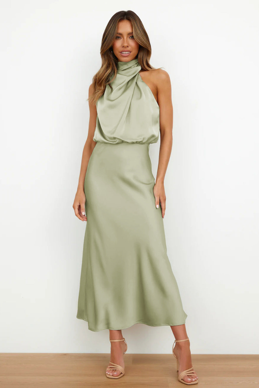 Sleeveless Satin Evening Dress