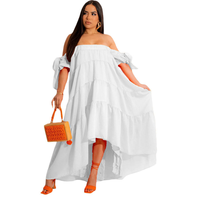 Sexy one-shoulder dress with a big swing