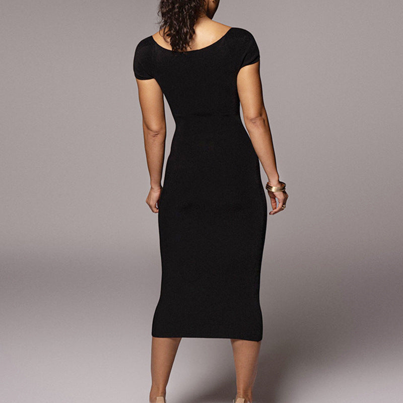 Womens Solid Color Bodycon Dress