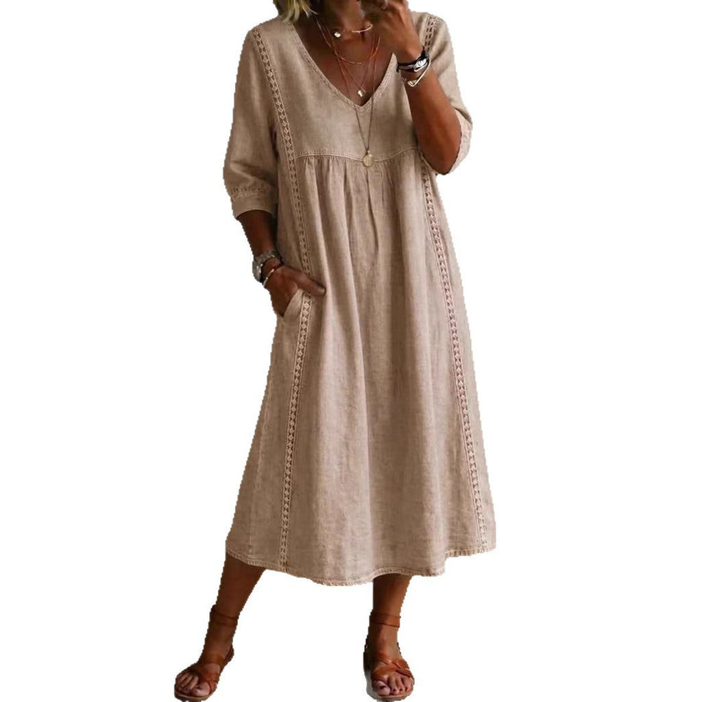 Womens Casual V-Neck Lace Dress
