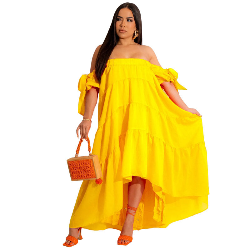 Sexy one-shoulder dress with a big swing