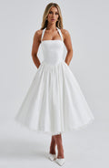 White Halter Mesh Dress