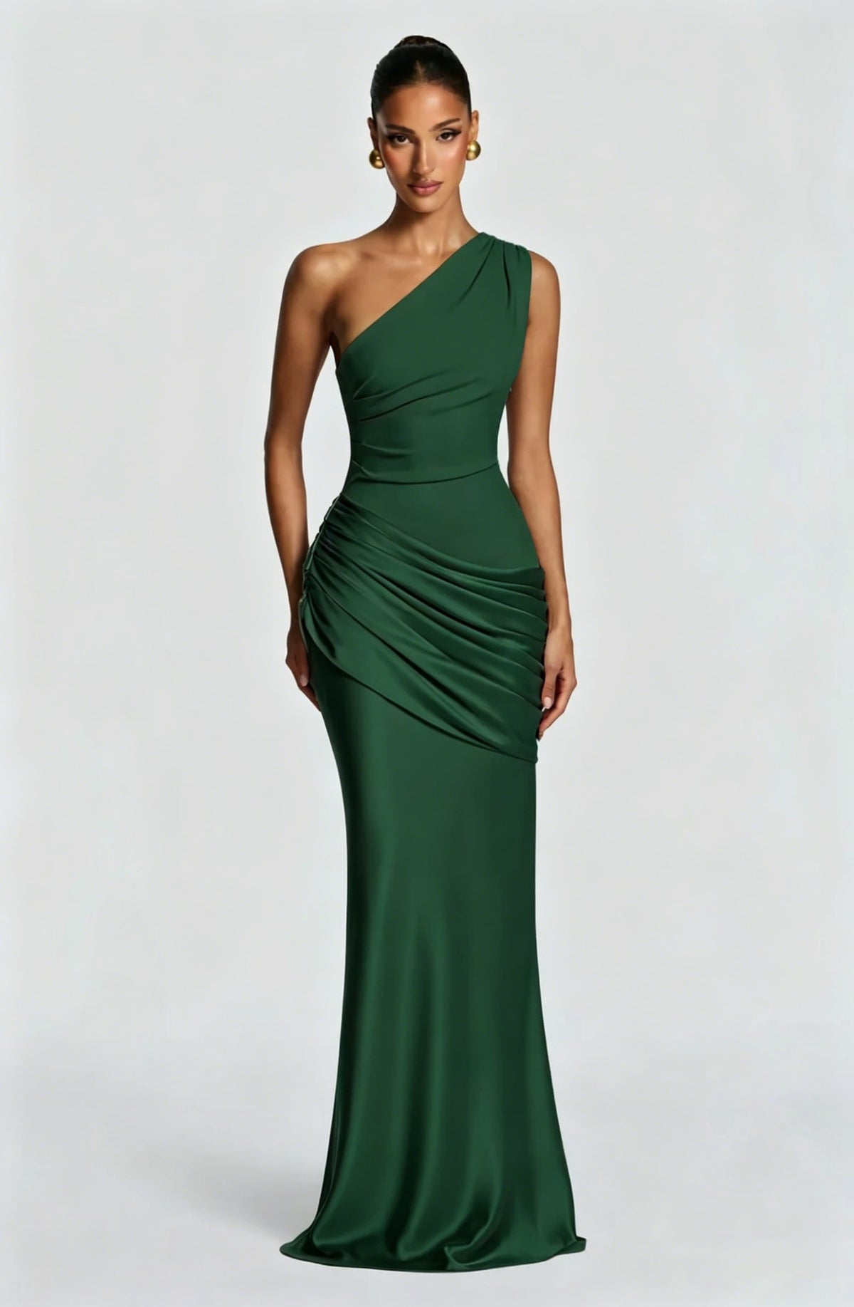 One Shoulder Satin Mermaid Dress