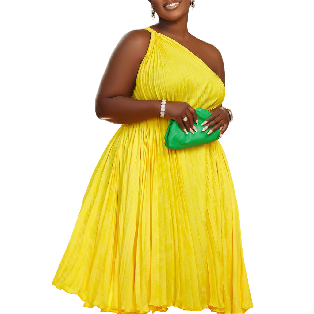 Pleated Off-Shoulder Dress