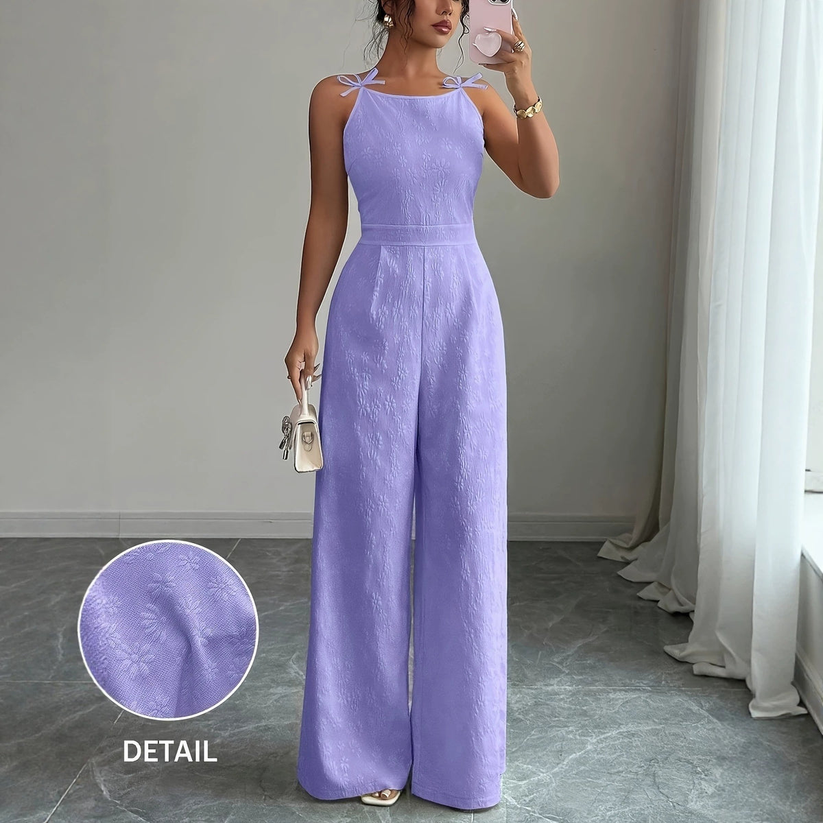 Cross-Border Jacquard Strap Jumpsuit