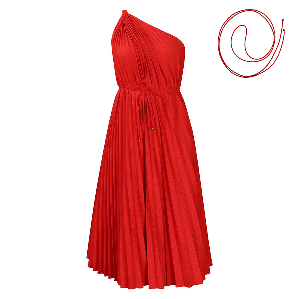 Pleated Off-Shoulder Dress