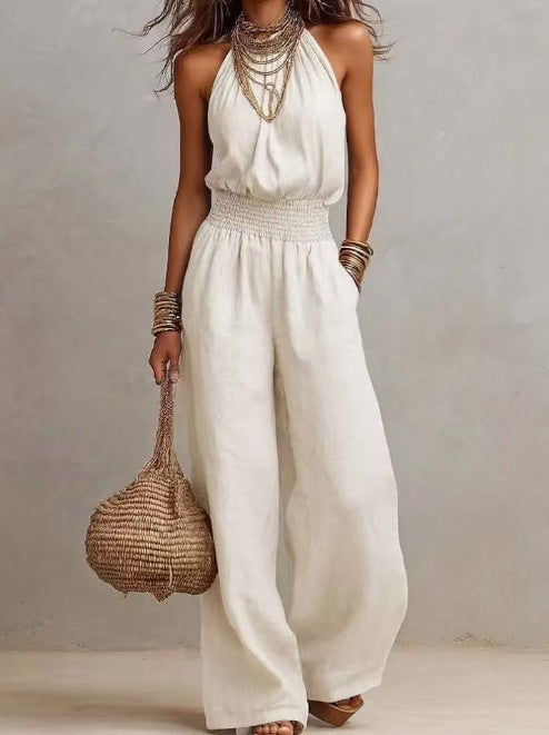 Backless one-piece pants