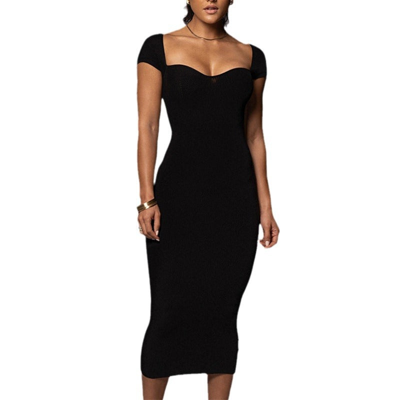 Womens Solid Color Bodycon Dress