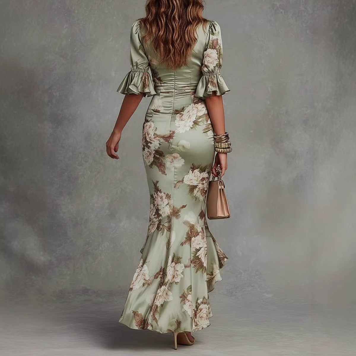 V-Neck Slim Fit Printed Dress