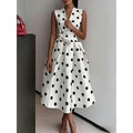 Elegant Polka Dot Waist Slimming Dress