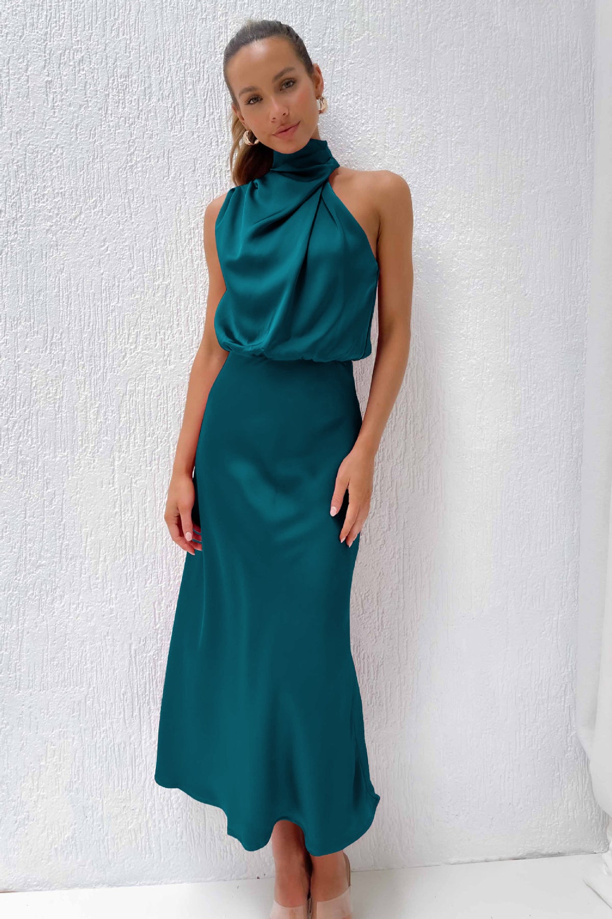 Sleeveless Satin Evening Dress
