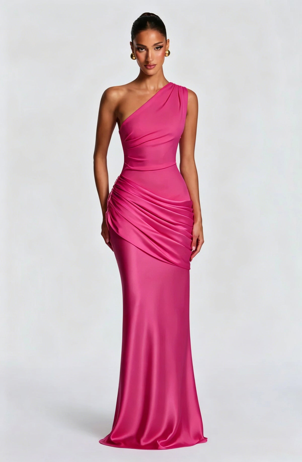 One Shoulder Satin Mermaid Dress