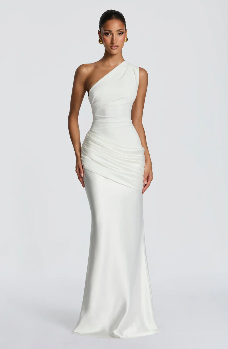 One Shoulder Satin Mermaid Dress