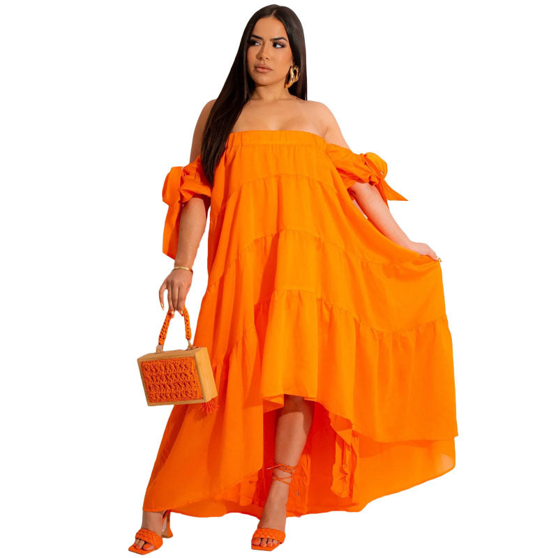 Sexy one-shoulder dress with a big swing