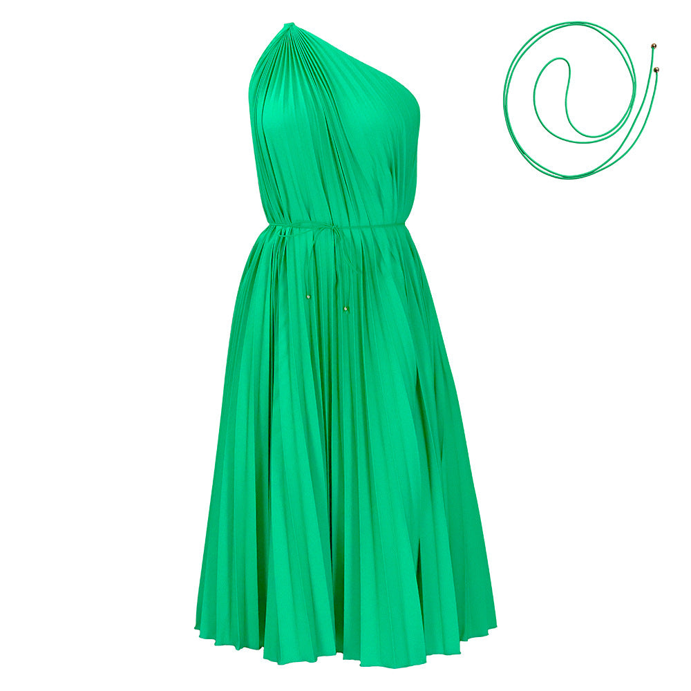 Pleated Off-Shoulder Dress