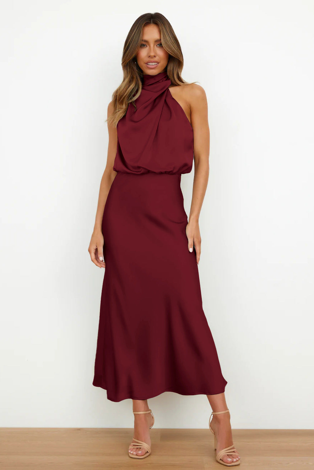 Sleeveless Satin Evening Dress
