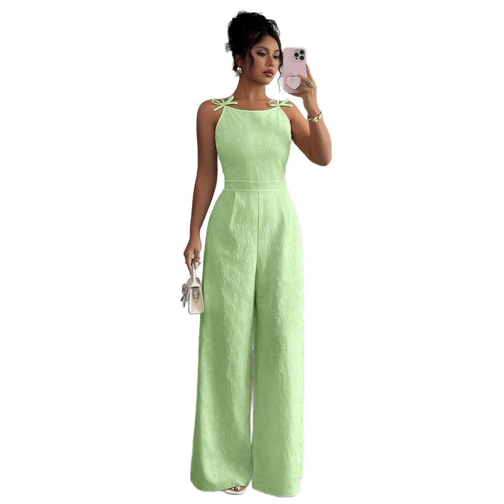 Cross-Border Jacquard Strap Jumpsuit
