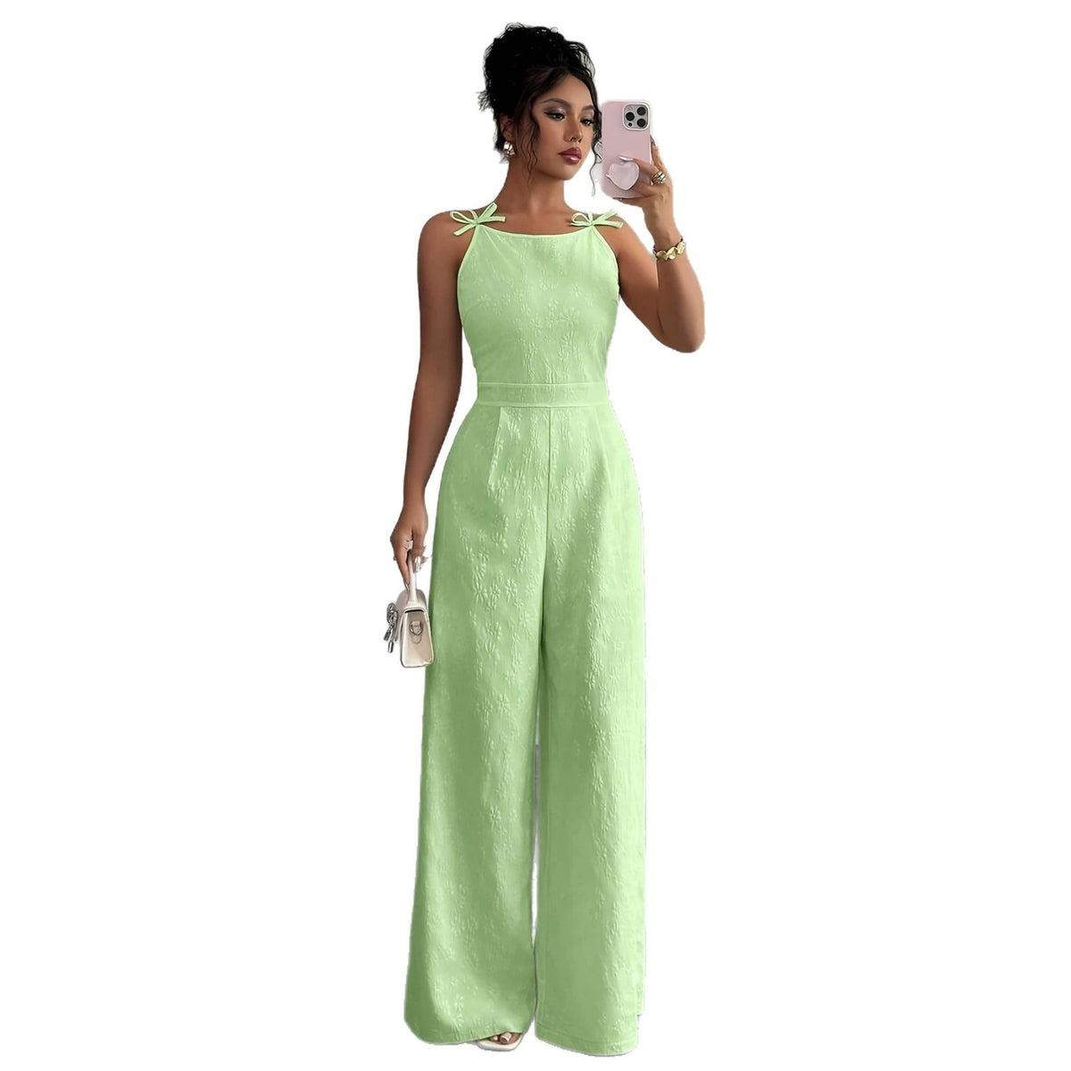 Cross-Border Jacquard Strap Jumpsuit