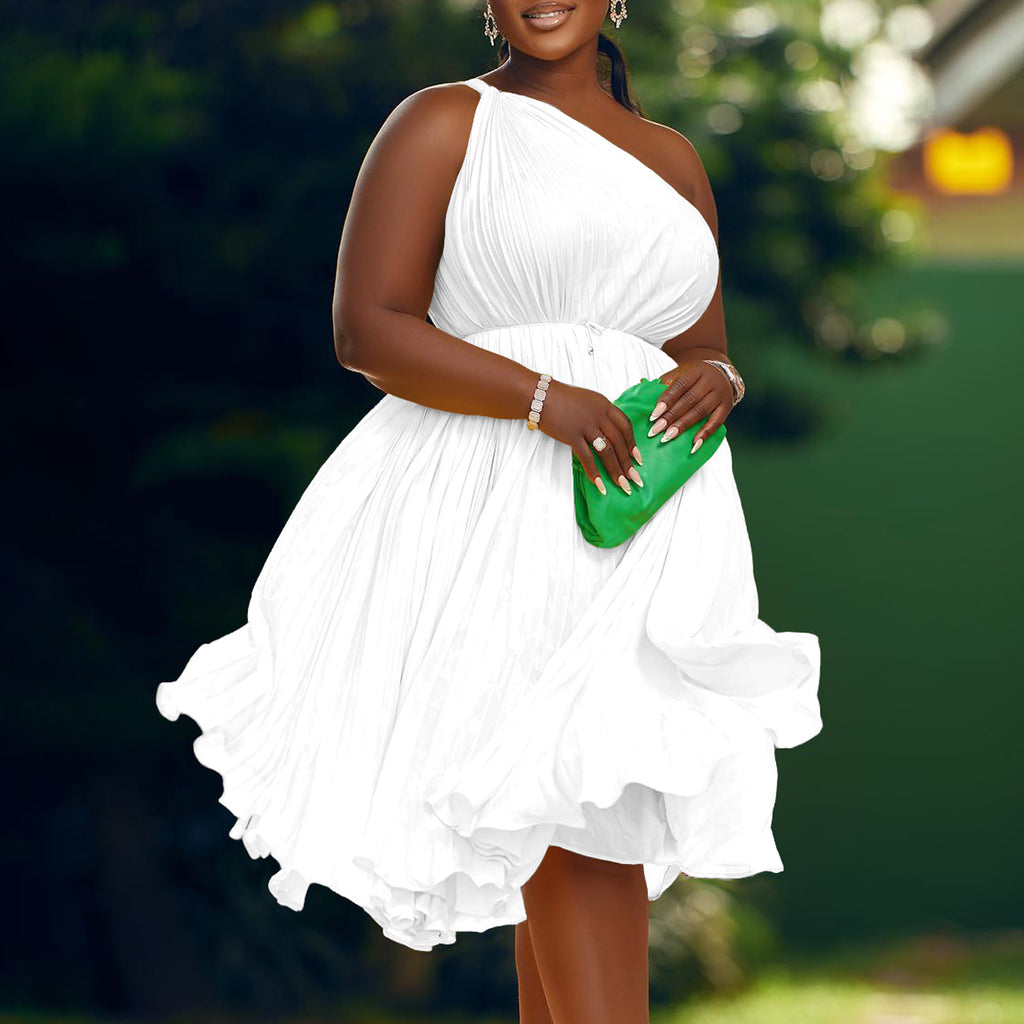 Pleated Off-Shoulder Dress
