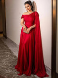 Elegant Red One-Shoulder Long Dress