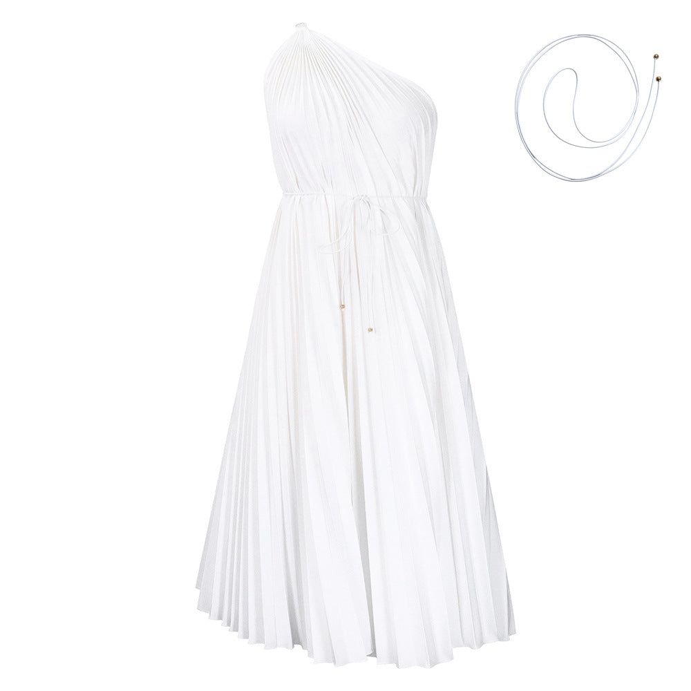 Pleated Off-Shoulder Dress
