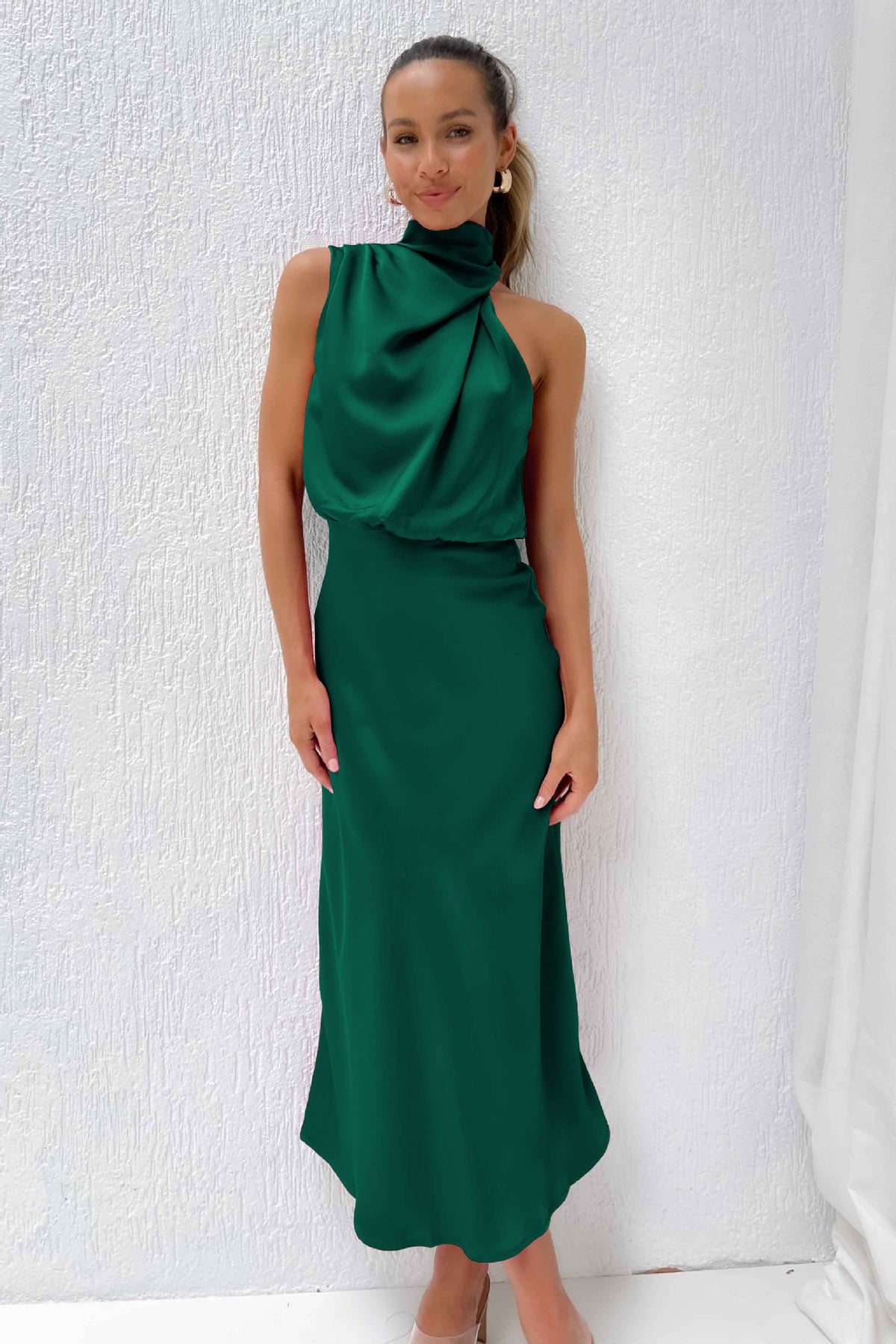 Sleeveless Satin Evening Dress