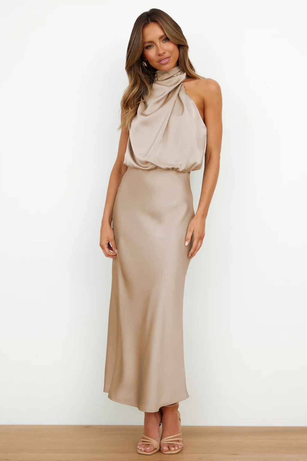 Sleeveless Satin Evening Dress