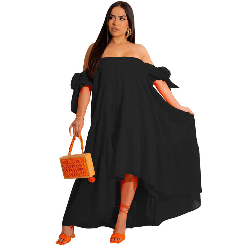 Sexy one-shoulder dress with a big swing
